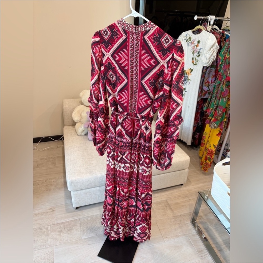 Farm Rio: Red Graphic Ainika Belted Tiered
Maxi Dress DT - Picture 6 of 9